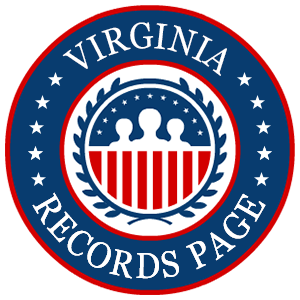 A red, white, and blue round logo with the words Virginia Records Page